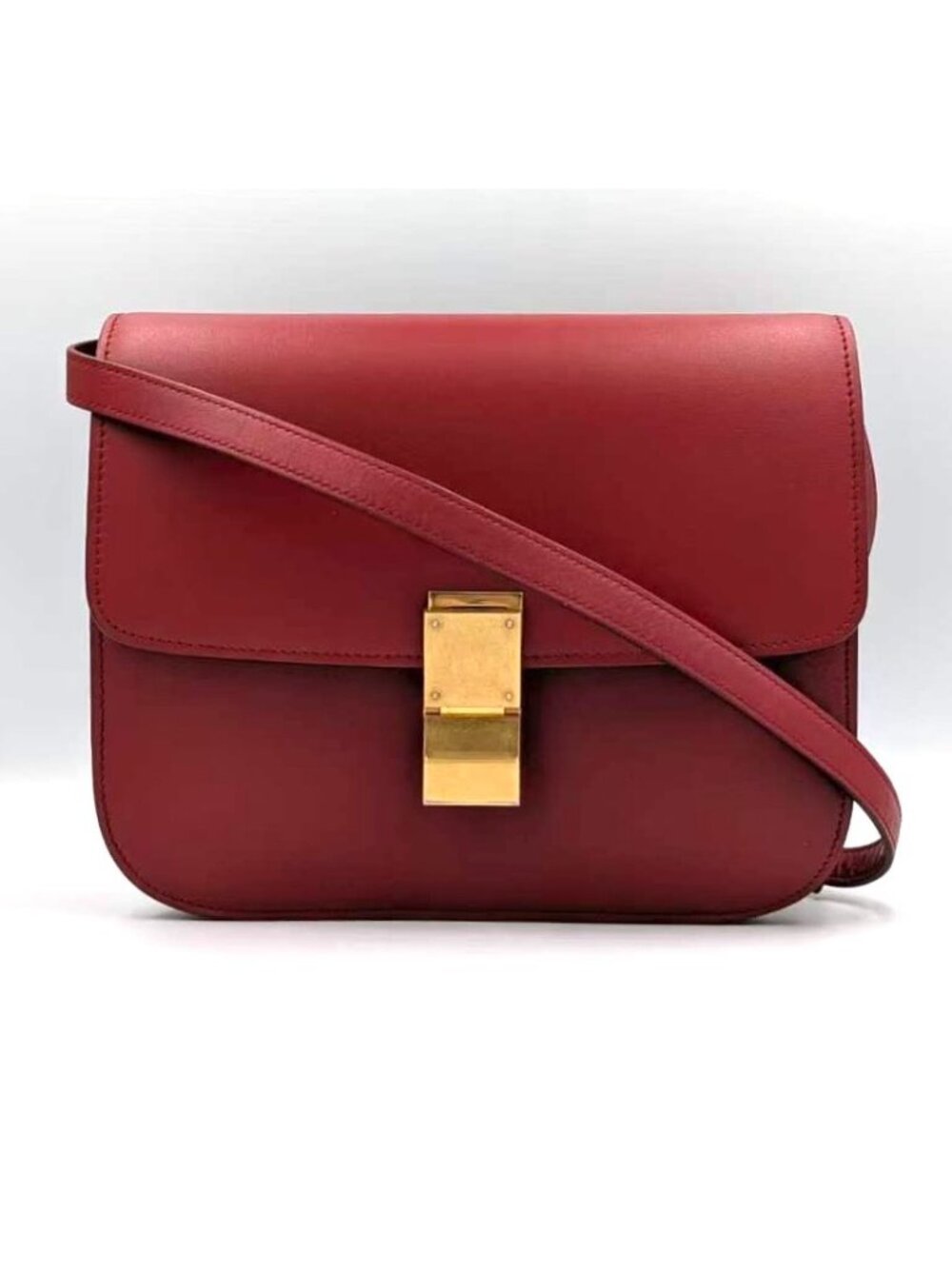 Pre-owned Celine Calfskin Medium Classic Box Flap Bag Red